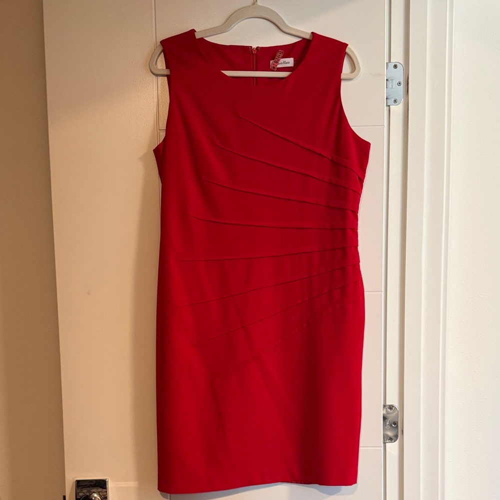 Calvin Klein Vibrant Red Midi Dress